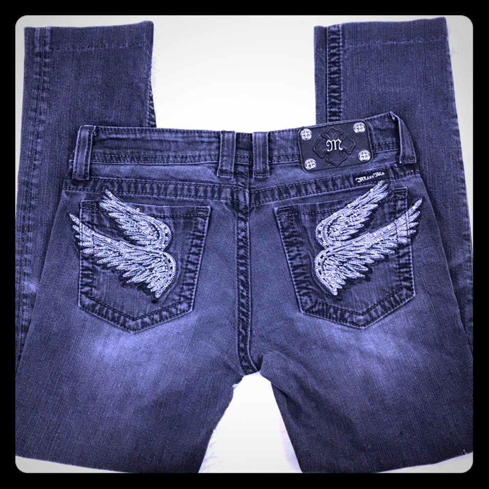 Miss Me Black Size 30/30 Angel wing jeans EUC